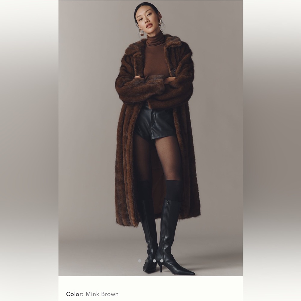 Anthropologie Maeve faux fur long coat